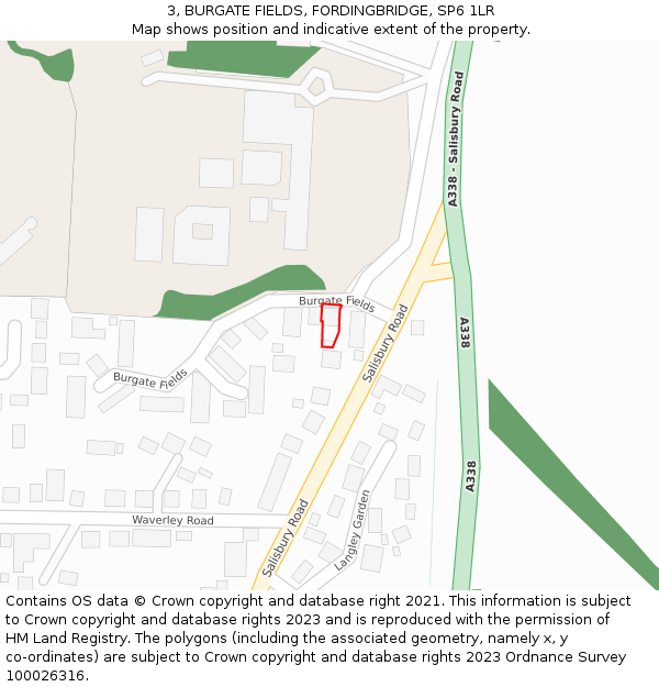 3, BURGATE FIELDS, FORDINGBRIDGE, SP6 1LR: Location map and indicative extent of plot
