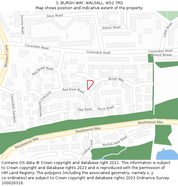 3, BURGH WAY, WALSALL, WS2 7RG: Location map and indicative extent of plot