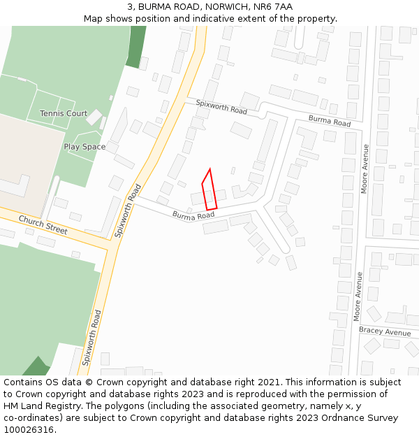 3, BURMA ROAD, NORWICH, NR6 7AA: Location map and indicative extent of plot
