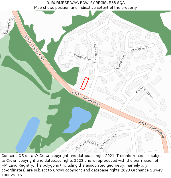 3, BURMESE WAY, ROWLEY REGIS, B65 8QA: Location map and indicative extent of plot