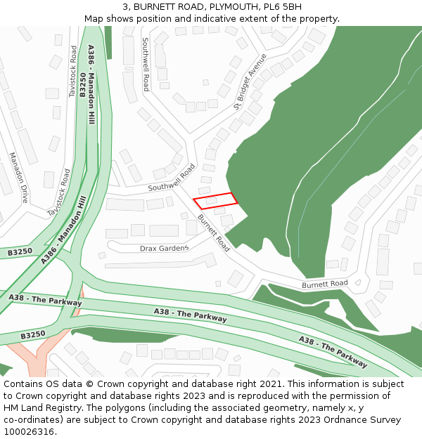 3, BURNETT ROAD, PLYMOUTH, PL6 5BH: Location map and indicative extent of plot