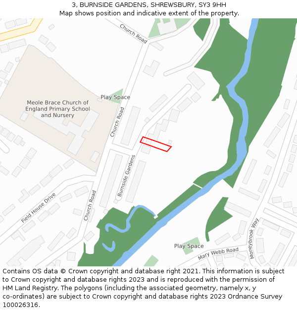3, BURNSIDE GARDENS, SHREWSBURY, SY3 9HH: Location map and indicative extent of plot