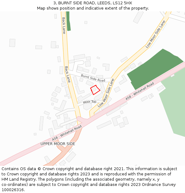 3, BURNT SIDE ROAD, LEEDS, LS12 5HX: Location map and indicative extent of plot