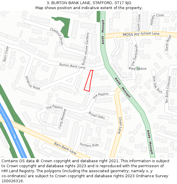 3, BURTON BANK LANE, STAFFORD, ST17 9JG: Location map and indicative extent of plot