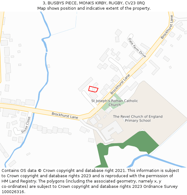 3, BUSBYS PIECE, MONKS KIRBY, RUGBY, CV23 0RQ: Location map and indicative extent of plot