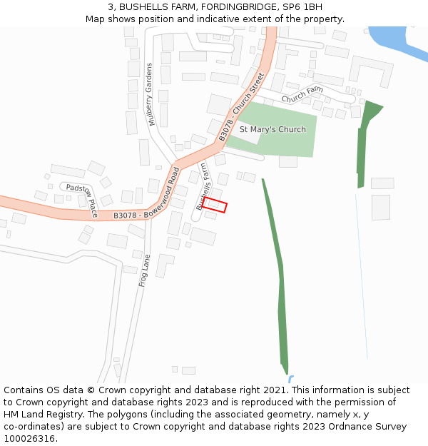 3, BUSHELLS FARM, FORDINGBRIDGE, SP6 1BH: Location map and indicative extent of plot