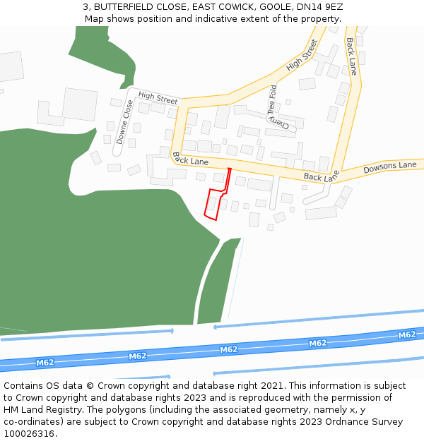 3, BUTTERFIELD CLOSE, EAST COWICK, GOOLE, DN14 9EZ: Location map and indicative extent of plot