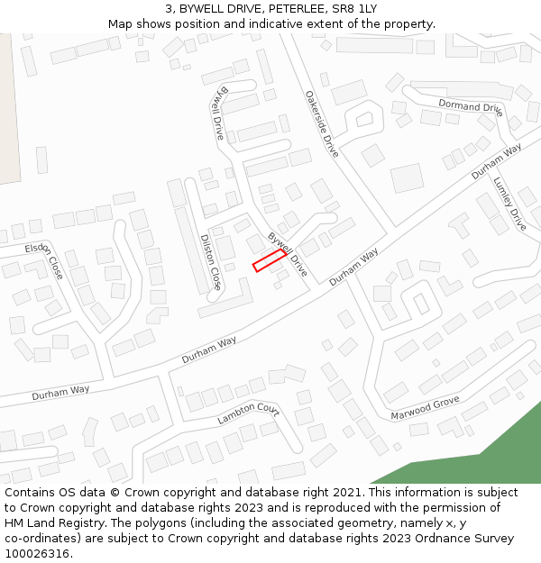 3, BYWELL DRIVE, PETERLEE, SR8 1LY: Location map and indicative extent of plot