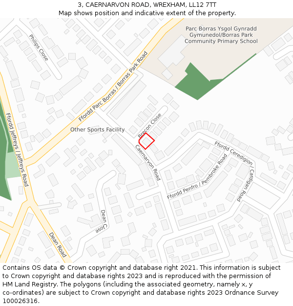3, CAERNARVON ROAD, WREXHAM, LL12 7TT: Location map and indicative extent of plot