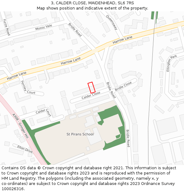 3, CALDER CLOSE, MAIDENHEAD, SL6 7RS: Location map and indicative extent of plot