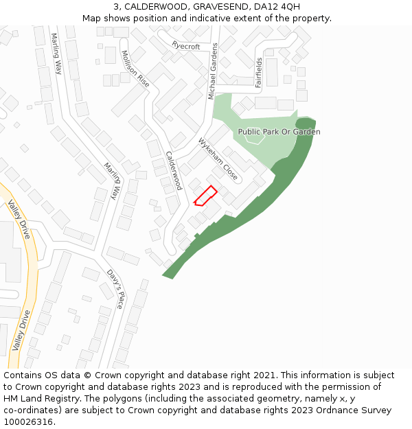 3, CALDERWOOD, GRAVESEND, DA12 4QH: Location map and indicative extent of plot