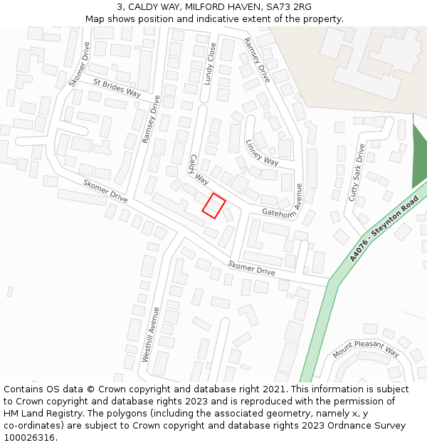 3, CALDY WAY, MILFORD HAVEN, SA73 2RG: Location map and indicative extent of plot
