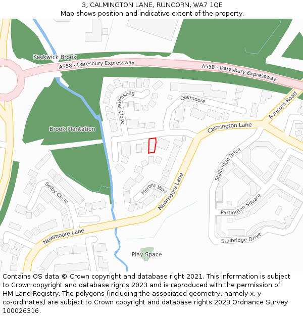 3, CALMINGTON LANE, RUNCORN, WA7 1QE: Location map and indicative extent of plot