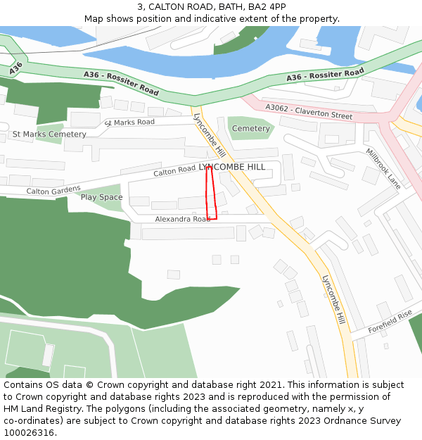 3, CALTON ROAD, BATH, BA2 4PP: Location map and indicative extent of plot