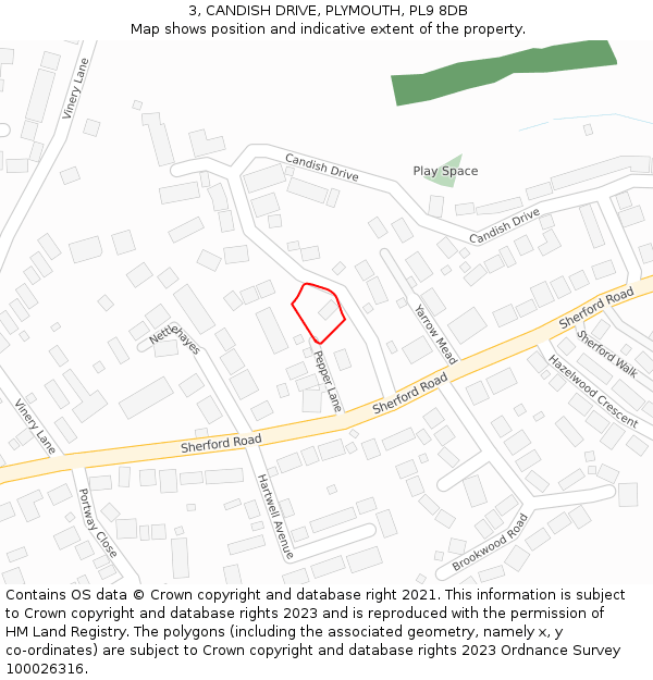 3, CANDISH DRIVE, PLYMOUTH, PL9 8DB: Location map and indicative extent of plot