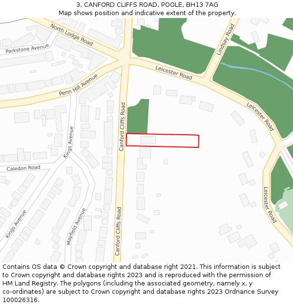 3, CANFORD CLIFFS ROAD, POOLE, BH13 7AG: Location map and indicative extent of plot