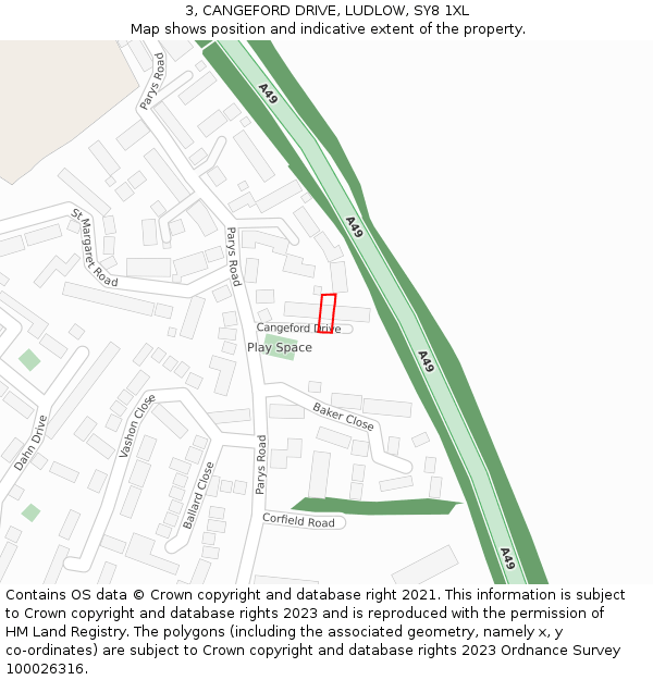 3, CANGEFORD DRIVE, LUDLOW, SY8 1XL: Location map and indicative extent of plot
