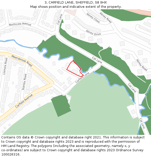 3, CARFIELD LANE, SHEFFIELD, S8 9HX: Location map and indicative extent of plot