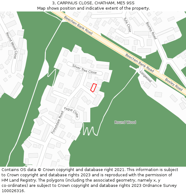 3, CARPINUS CLOSE, CHATHAM, ME5 9SS: Location map and indicative extent of plot