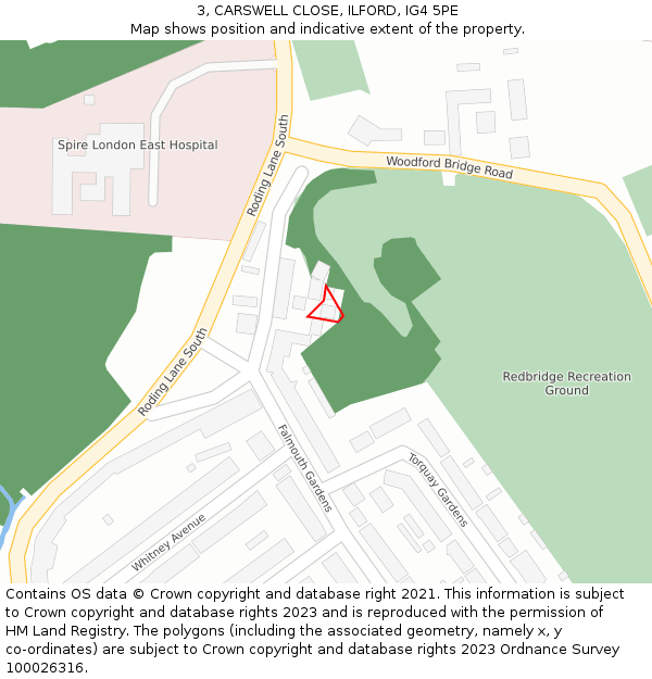 3, CARSWELL CLOSE, ILFORD, IG4 5PE: Location map and indicative extent of plot