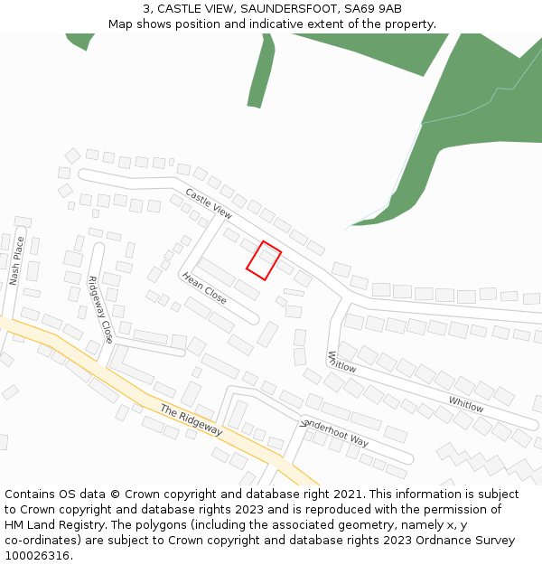 3, CASTLE VIEW, SAUNDERSFOOT, SA69 9AB: Location map and indicative extent of plot