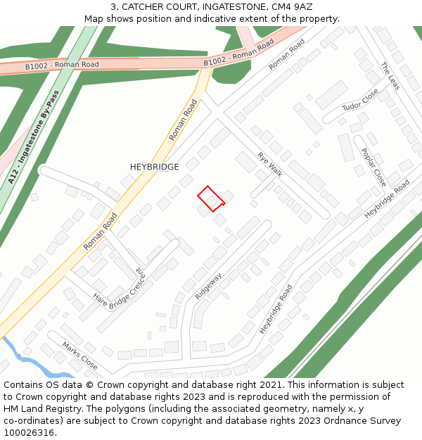 3, CATCHER COURT, INGATESTONE, CM4 9AZ: Location map and indicative extent of plot