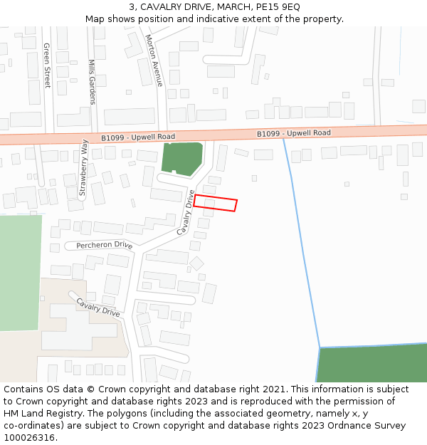 3, CAVALRY DRIVE, MARCH, PE15 9EQ: Location map and indicative extent of plot