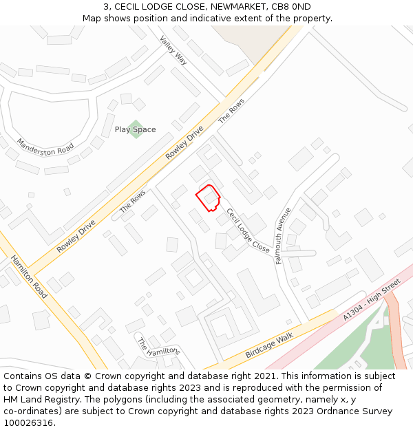 3, CECIL LODGE CLOSE, NEWMARKET, CB8 0ND: Location map and indicative extent of plot