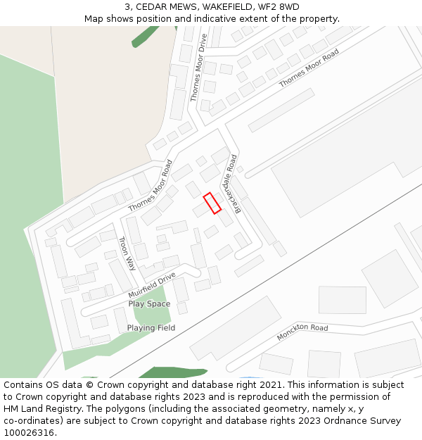 3, CEDAR MEWS, WAKEFIELD, WF2 8WD: Location map and indicative extent of plot