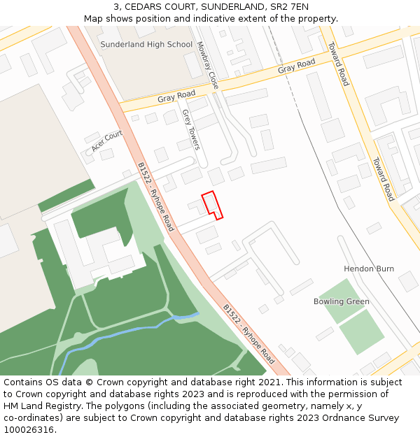 3, CEDARS COURT, SUNDERLAND, SR2 7EN: Location map and indicative extent of plot