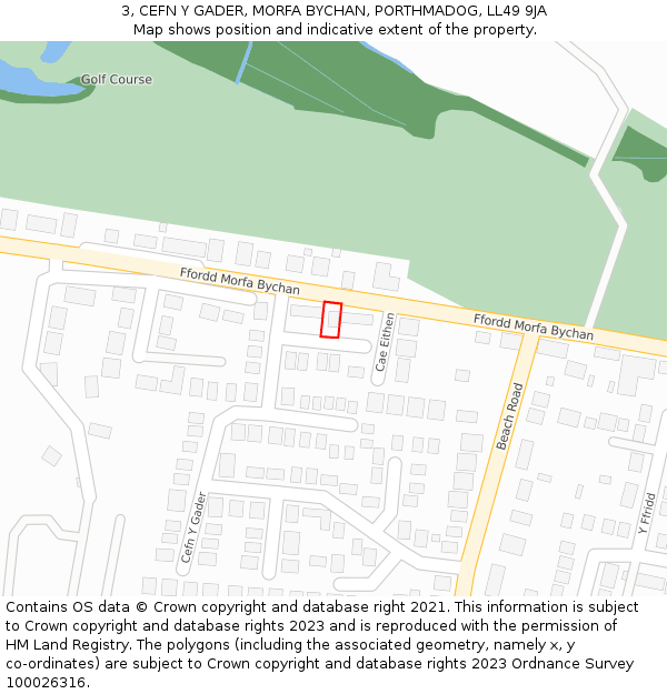 3, CEFN Y GADER, MORFA BYCHAN, PORTHMADOG, LL49 9JA: Location map and indicative extent of plot