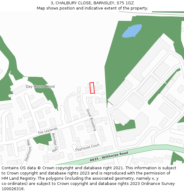 3, CHALBURY CLOSE, BARNSLEY, S75 1GZ: Location map and indicative extent of plot