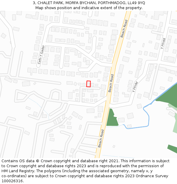 3, CHALET PARK, MORFA BYCHAN, PORTHMADOG, LL49 9YQ: Location map and indicative extent of plot