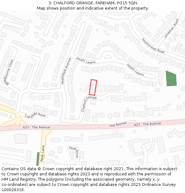 3, CHALFORD GRANGE, FAREHAM, PO15 5QN: Location map and indicative extent of plot