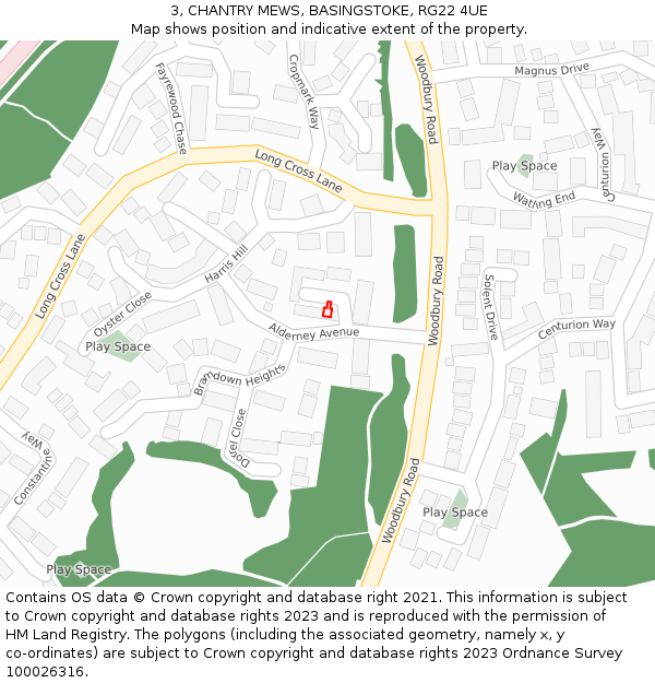 3, CHANTRY MEWS, BASINGSTOKE, RG22 4UE: Location map and indicative extent of plot