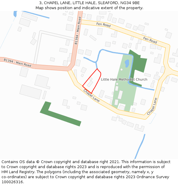 3, CHAPEL LANE, LITTLE HALE, SLEAFORD, NG34 9BE: Location map and indicative extent of plot