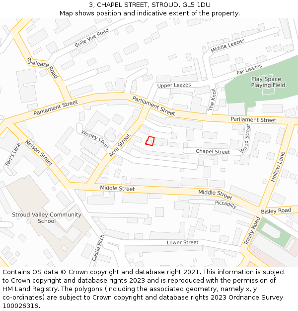 3, CHAPEL STREET, STROUD, GL5 1DU: Location map and indicative extent of plot