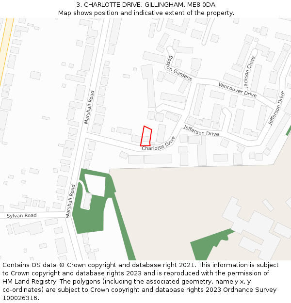 3, CHARLOTTE DRIVE, GILLINGHAM, ME8 0DA: Location map and indicative extent of plot