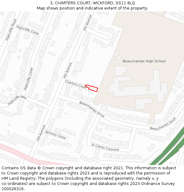 3, CHARTERS COURT, WICKFORD, SS11 8LQ: Location map and indicative extent of plot