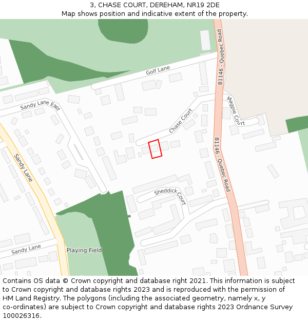 3, CHASE COURT, DEREHAM, NR19 2DE: Location map and indicative extent of plot
