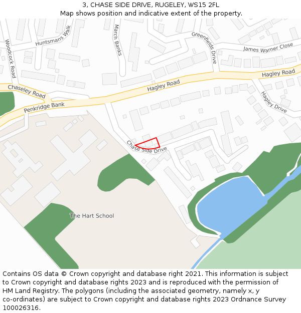 3, CHASE SIDE DRIVE, RUGELEY, WS15 2FL: Location map and indicative extent of plot