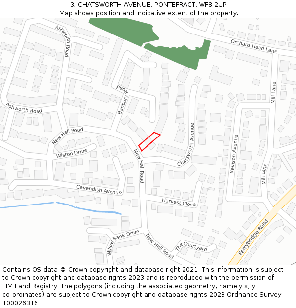 3, CHATSWORTH AVENUE, PONTEFRACT, WF8 2UP: Location map and indicative extent of plot