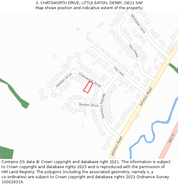 3, CHATSWORTH DRIVE, LITTLE EATON, DERBY, DE21 5AP: Location map and indicative extent of plot