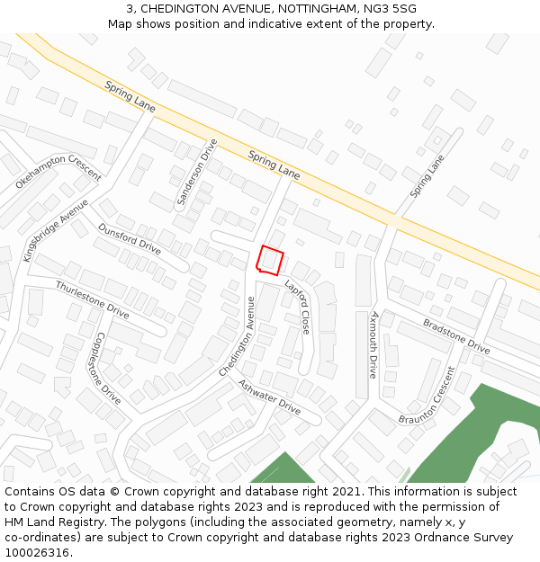 3, CHEDINGTON AVENUE, NOTTINGHAM, NG3 5SG: Location map and indicative extent of plot