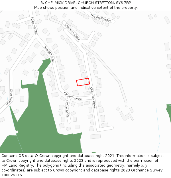 3, CHELMICK DRIVE, CHURCH STRETTON, SY6 7BP: Location map and indicative extent of plot