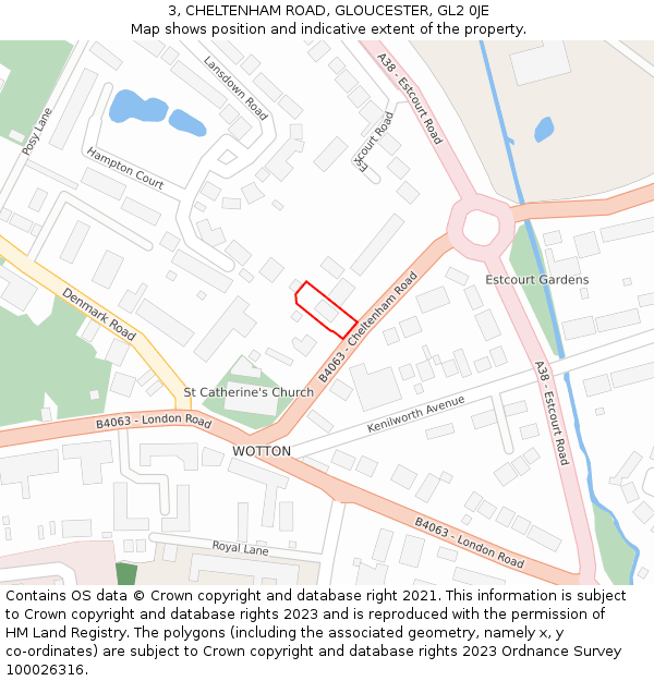 3, CHELTENHAM ROAD, GLOUCESTER, GL2 0JE: Location map and indicative extent of plot