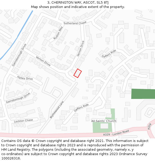 3, CHERINGTON WAY, ASCOT, SL5 8TJ: Location map and indicative extent of plot