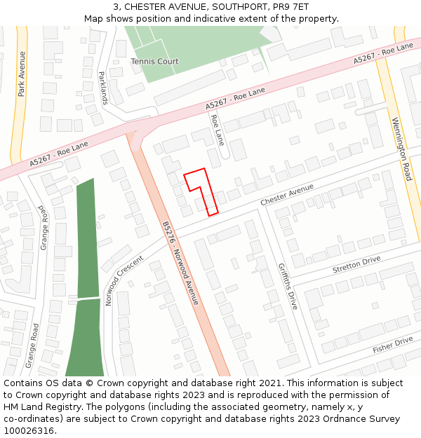 3, CHESTER AVENUE, SOUTHPORT, PR9 7ET: Location map and indicative extent of plot