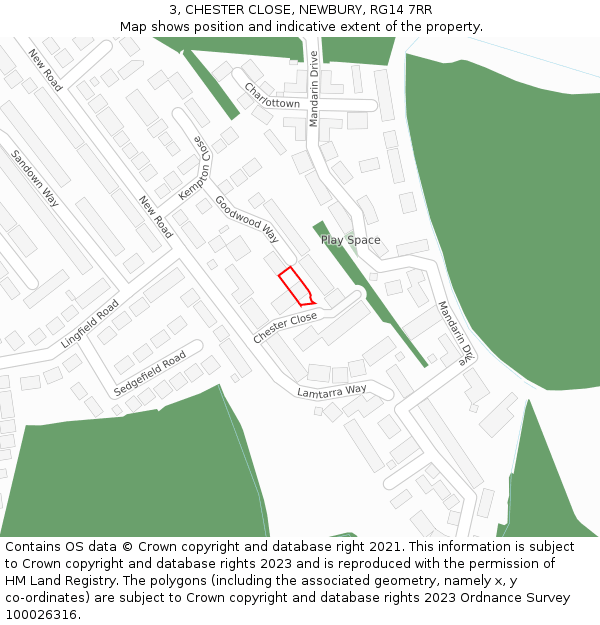 3, CHESTER CLOSE, NEWBURY, RG14 7RR: Location map and indicative extent of plot