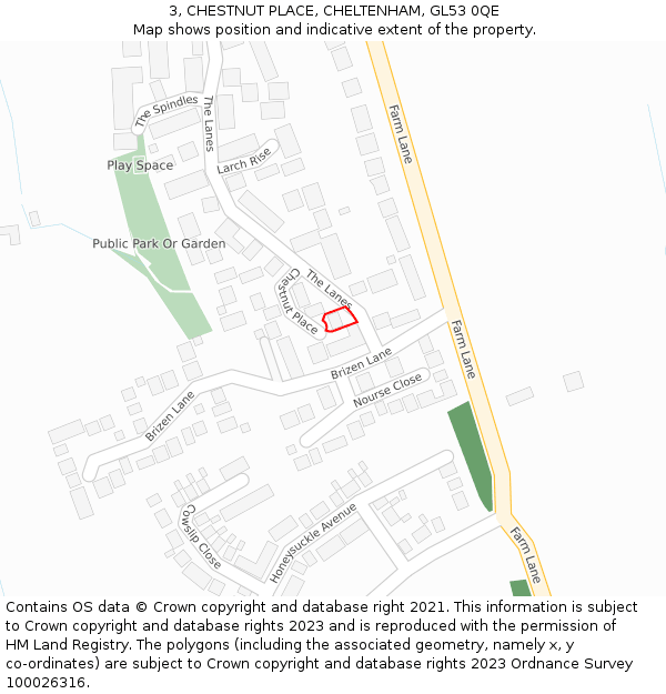 3, CHESTNUT PLACE, CHELTENHAM, GL53 0QE: Location map and indicative extent of plot